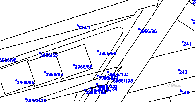 Parcela st. 3966/54 v KÚ Řečkovice, Katastrální mapa