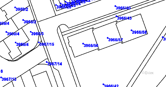 Parcela st. 3966/56 v KÚ Řečkovice, Katastrální mapa
