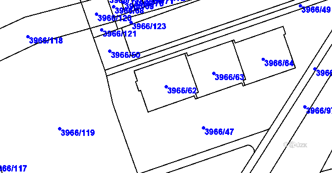 Parcela st. 3966/62 v KÚ Řečkovice, Katastrální mapa