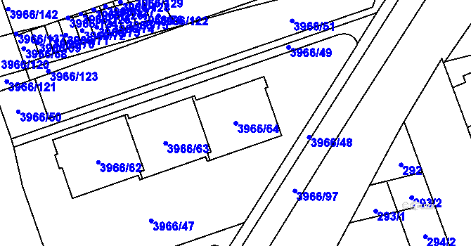 Parcela st. 3966/64 v KÚ Řečkovice, Katastrální mapa
