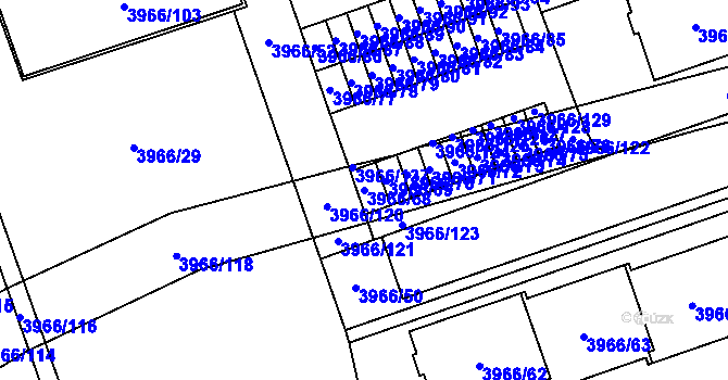 Parcela st. 3966/68 v KÚ Řečkovice, Katastrální mapa