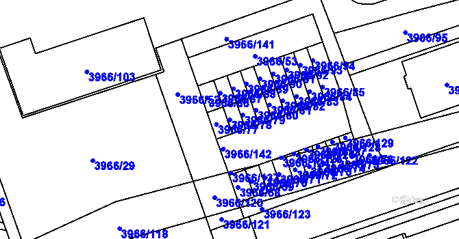 Parcela st. 3966/78 v KÚ Řečkovice, Katastrální mapa