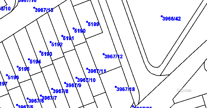 Parcela st. 3967/12 v KÚ Řečkovice, Katastrální mapa