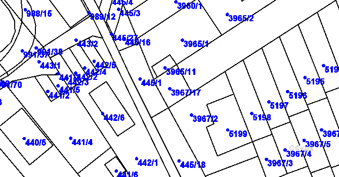 Parcela st. 3967/17 v KÚ Řečkovice, Katastrální mapa