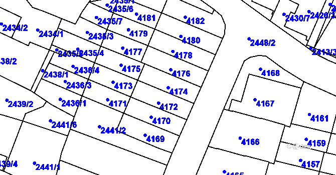 Parcela st. 4174 v KÚ Řečkovice, Katastrální mapa