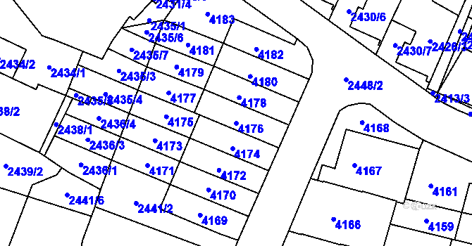 Parcela st. 4176 v KÚ Řečkovice, Katastrální mapa