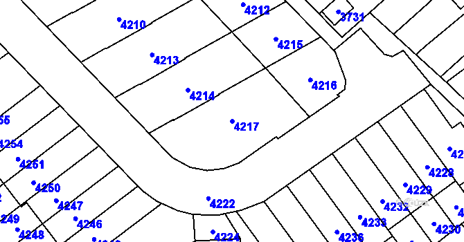 Parcela st. 4217 v KÚ Řečkovice, Katastrální mapa
