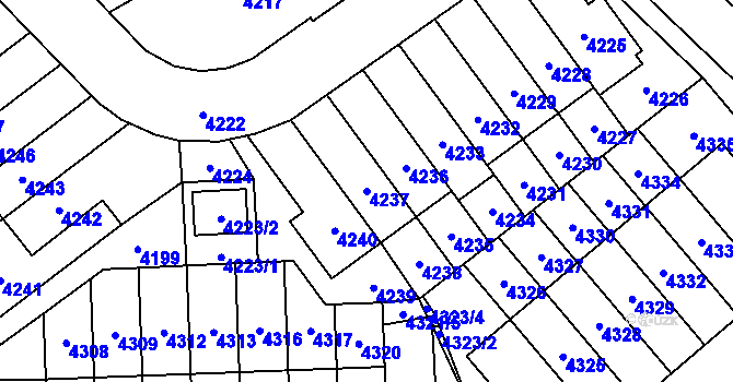 Parcela st. 4237 v KÚ Řečkovice, Katastrální mapa
