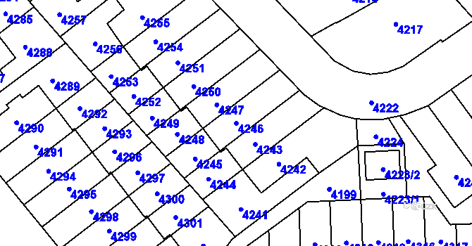 Parcela st. 4246 v KÚ Řečkovice, Katastrální mapa