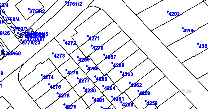Parcela st. 4267 v KÚ Řečkovice, Katastrální mapa