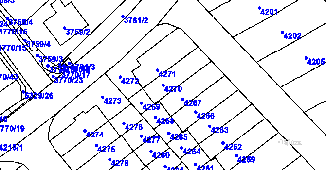 Parcela st. 4270 v KÚ Řečkovice, Katastrální mapa