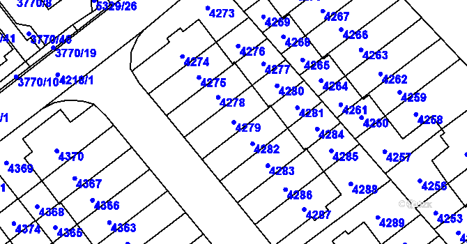 Parcela st. 4279 v KÚ Řečkovice, Katastrální mapa
