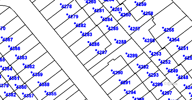 Parcela st. 4287 v KÚ Řečkovice, Katastrální mapa