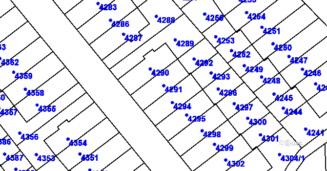 Parcela st. 4291 v KÚ Řečkovice, Katastrální mapa