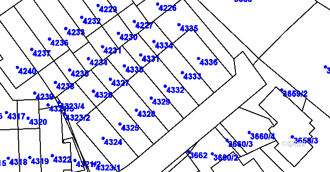 Parcela st. 4332 v KÚ Řečkovice, Katastrální mapa