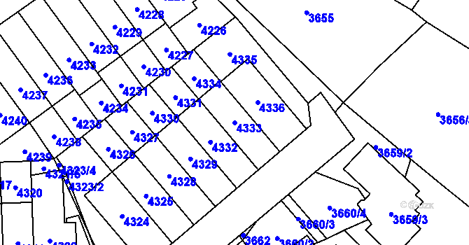 Parcela st. 4333 v KÚ Řečkovice, Katastrální mapa