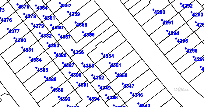 Parcela st. 4354 v KÚ Řečkovice, Katastrální mapa