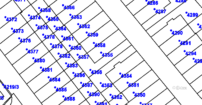 Parcela st. 4355 v KÚ Řečkovice, Katastrální mapa