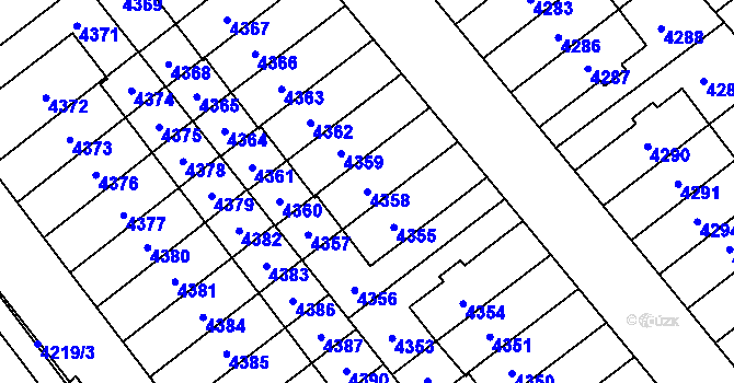 Parcela st. 4358 v KÚ Řečkovice, Katastrální mapa