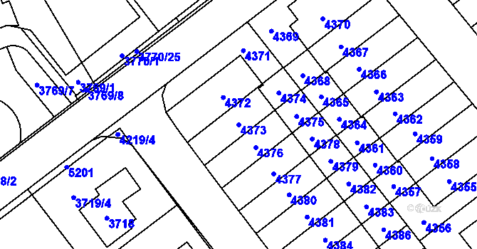 Parcela st. 4373 v KÚ Řečkovice, Katastrální mapa