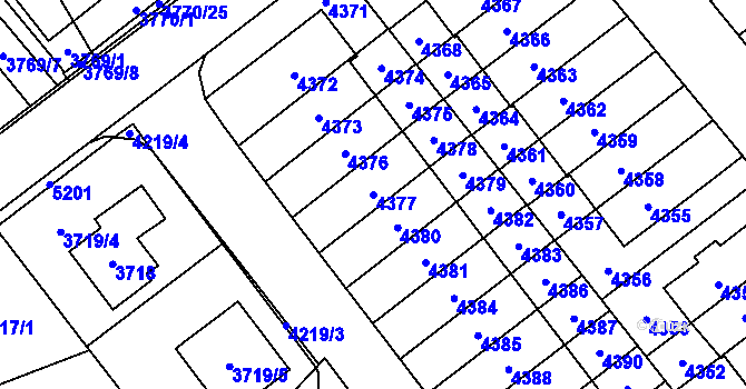 Parcela st. 4377 v KÚ Řečkovice, Katastrální mapa