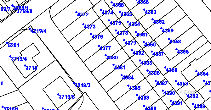 Parcela st. 4380 v KÚ Řečkovice, Katastrální mapa