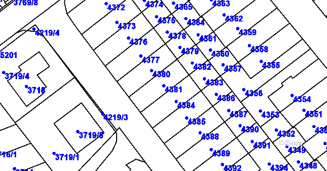 Parcela st. 4381 v KÚ Řečkovice, Katastrální mapa