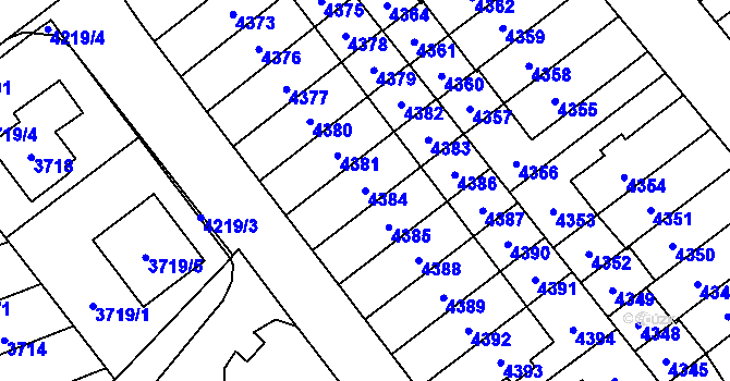 Parcela st. 4384 v KÚ Řečkovice, Katastrální mapa
