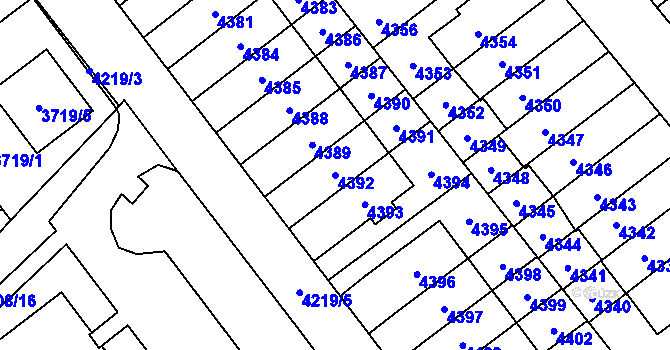 Parcela st. 4392 v KÚ Řečkovice, Katastrální mapa