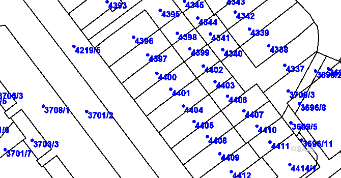 Parcela st. 4401 v KÚ Řečkovice, Katastrální mapa