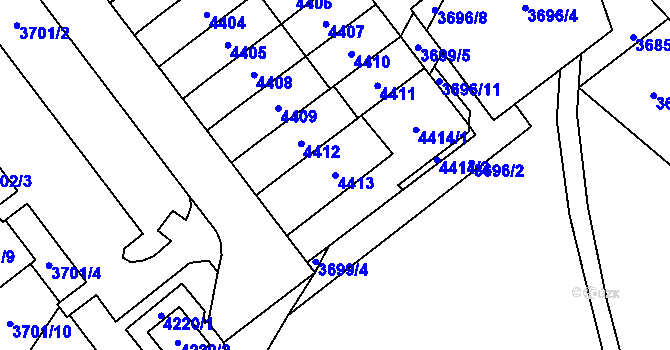 Parcela st. 4413 v KÚ Řečkovice, Katastrální mapa