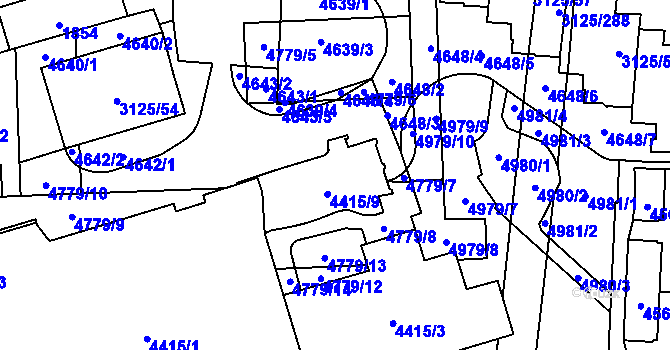 Parcela st. 4415/2 v KÚ Řečkovice, Katastrální mapa