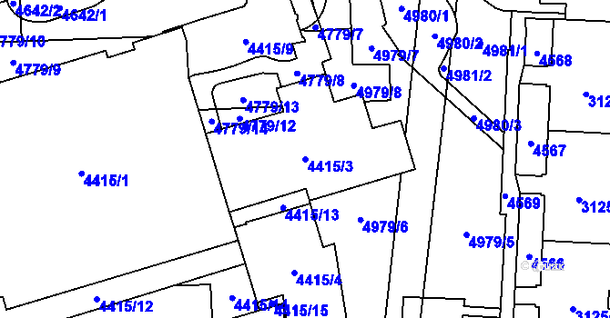 Parcela st. 4415/3 v KÚ Řečkovice, Katastrální mapa