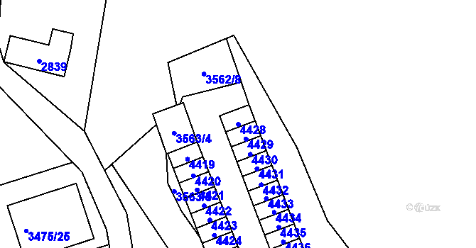 Parcela st. 4428 v KÚ Řečkovice, Katastrální mapa