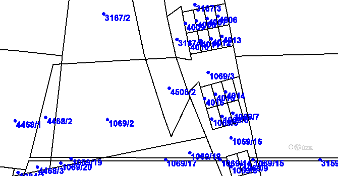Parcela st. 4506/2 v KÚ Řečkovice, Katastrální mapa