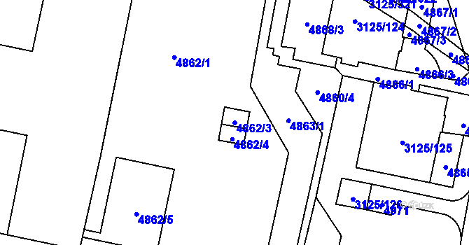 Parcela st. 4862/3 v KÚ Řečkovice, Katastrální mapa