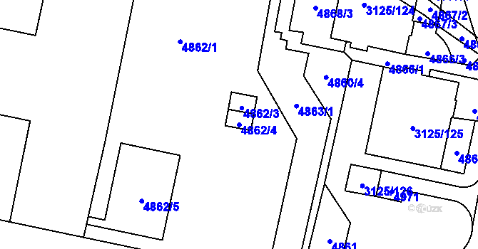 Parcela st. 4862/4 v KÚ Řečkovice, Katastrální mapa