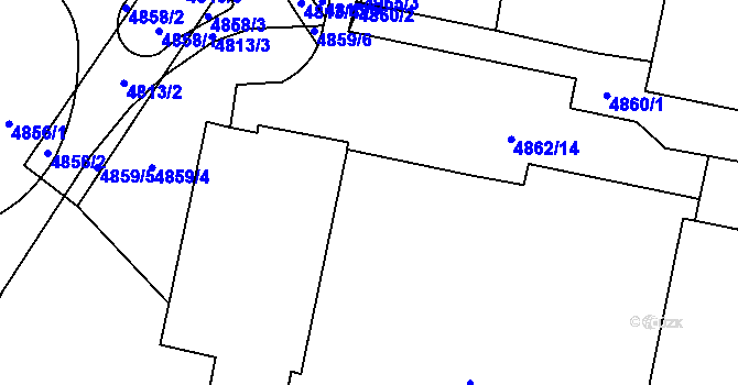 Parcela st. 4862/11 v KÚ Řečkovice, Katastrální mapa