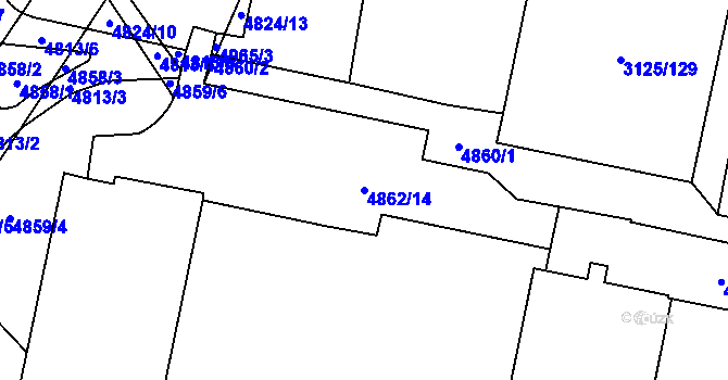 Parcela st. 4862/14 v KÚ Řečkovice, Katastrální mapa