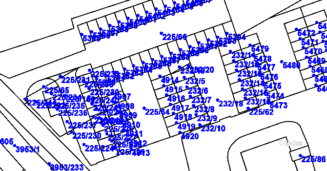 Parcela st. 4915 v KÚ Řečkovice, Katastrální mapa