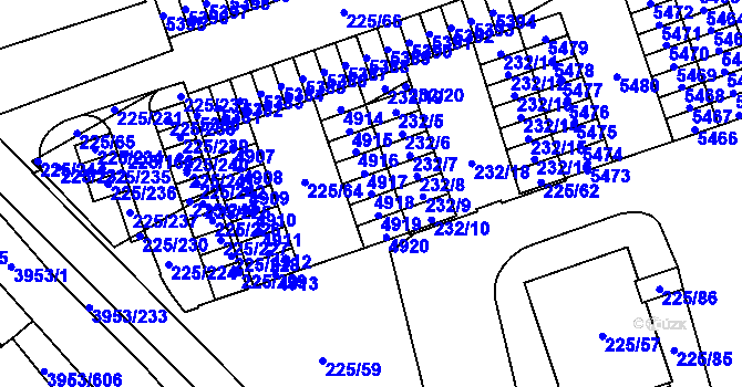 Parcela st. 4918 v KÚ Řečkovice, Katastrální mapa