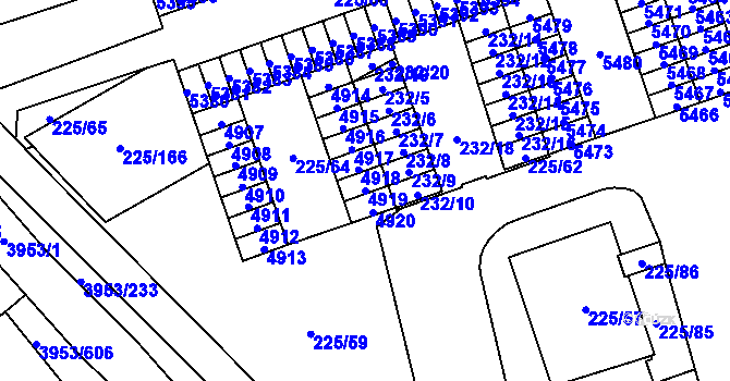 Parcela st. 4919 v KÚ Řečkovice, Katastrální mapa