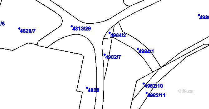 Parcela st. 4982/7 v KÚ Řečkovice, Katastrální mapa