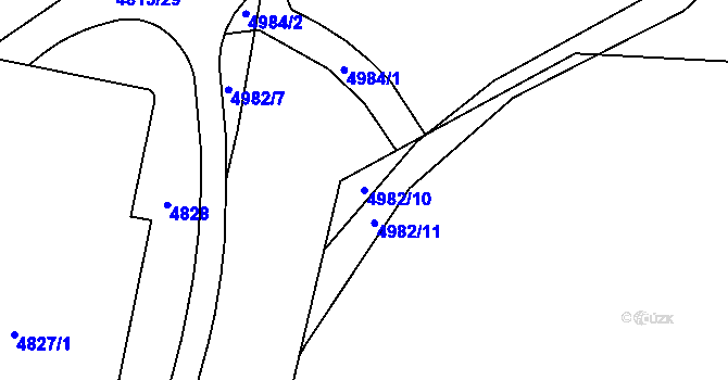 Parcela st. 4982/10 v KÚ Řečkovice, Katastrální mapa