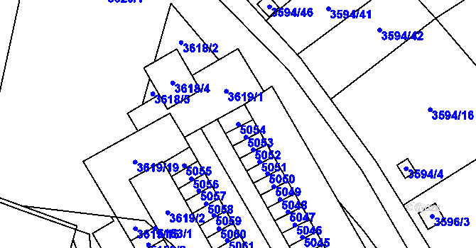 Parcela st. 5054 v KÚ Řečkovice, Katastrální mapa