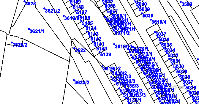 Parcela st. 5139 v KÚ Řečkovice, Katastrální mapa