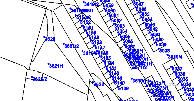 Parcela st. 5146 v KÚ Řečkovice, Katastrální mapa