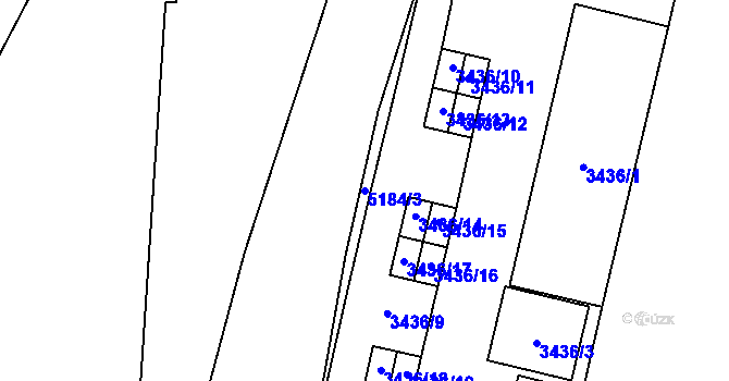 Parcela st. 5184/3 v KÚ Řečkovice, Katastrální mapa