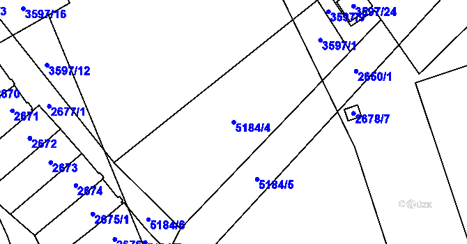Parcela st. 5184/4 v KÚ Řečkovice, Katastrální mapa