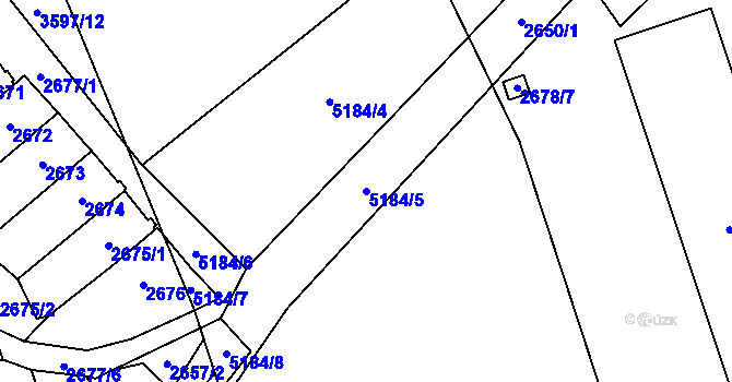 Parcela st. 5184/5 v KÚ Řečkovice, Katastrální mapa